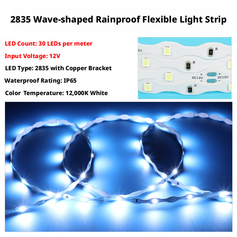 Low Voltage 2835 S Shape Waterproof LED Strip Light 12V Outdoor Flexible Lighting