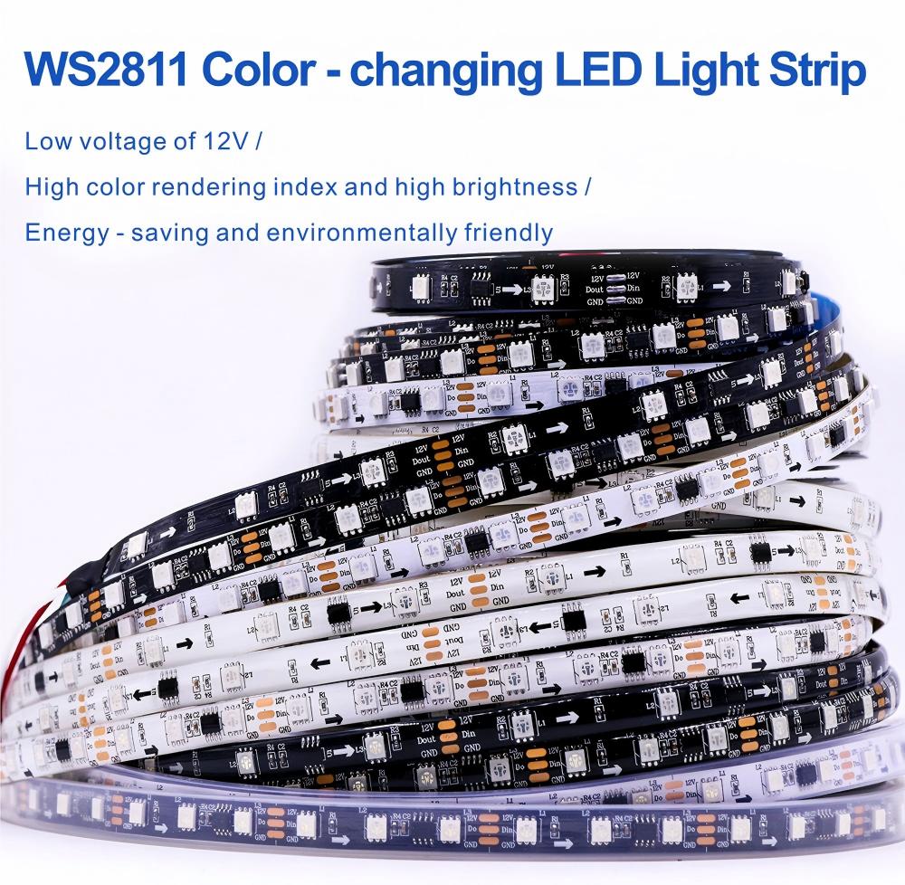 WS2811 12V RGB Addressable LED Strip 5050 | Programmable SPI LED Strip (30-96 LEDs/m)