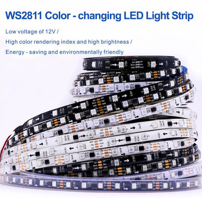 WS2811 12V RGB Addressable LED Strip 5050 | Programmable SPI LED Strip (30-96 LEDs/m)