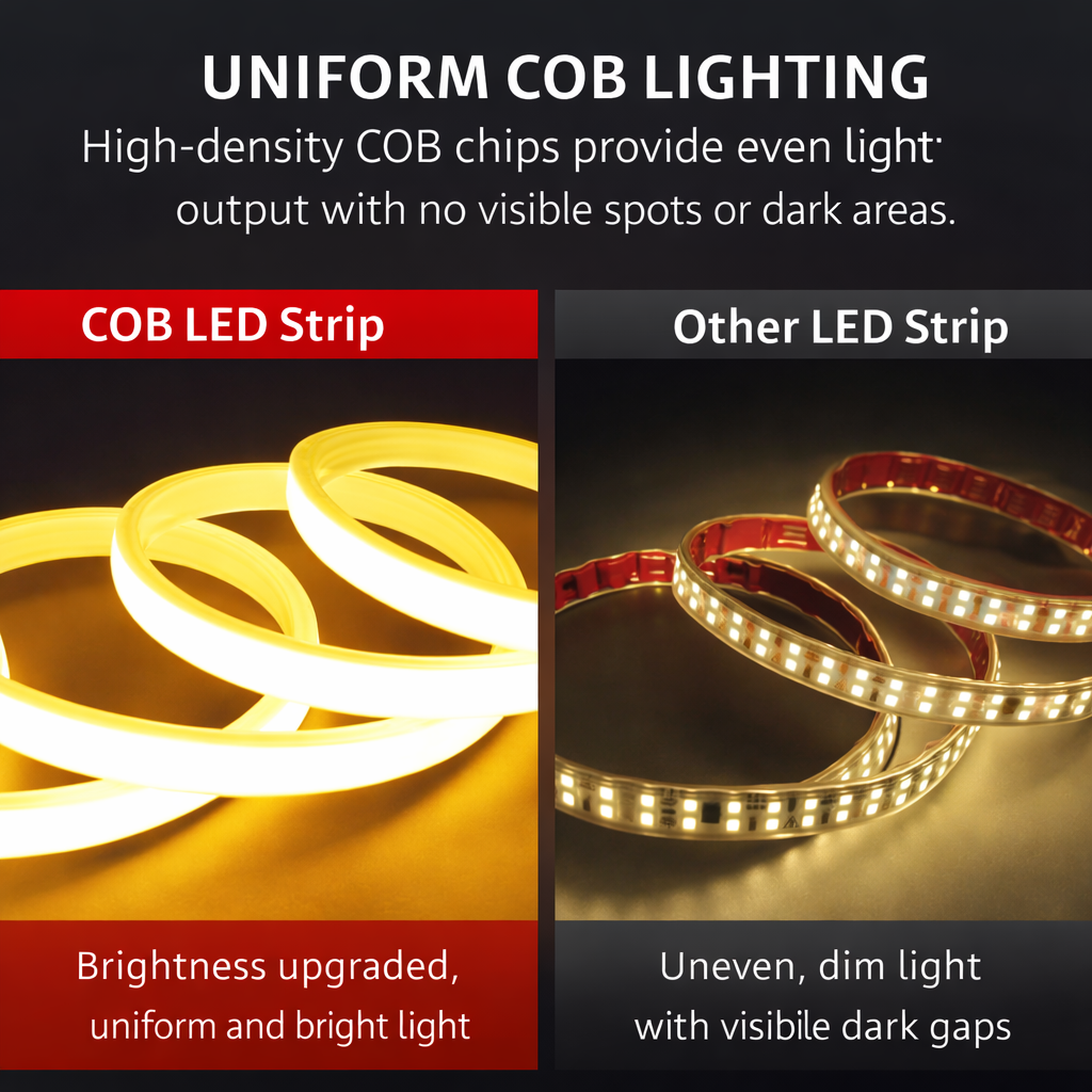 COB LED Strip Light 220V Waterproof | Warm White Flexible Silicone Lighting