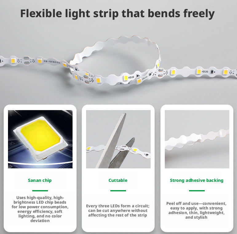 2835 S Shape LED Strip Light 12V IP65 Flexible Wave Strip for Sign Lighting