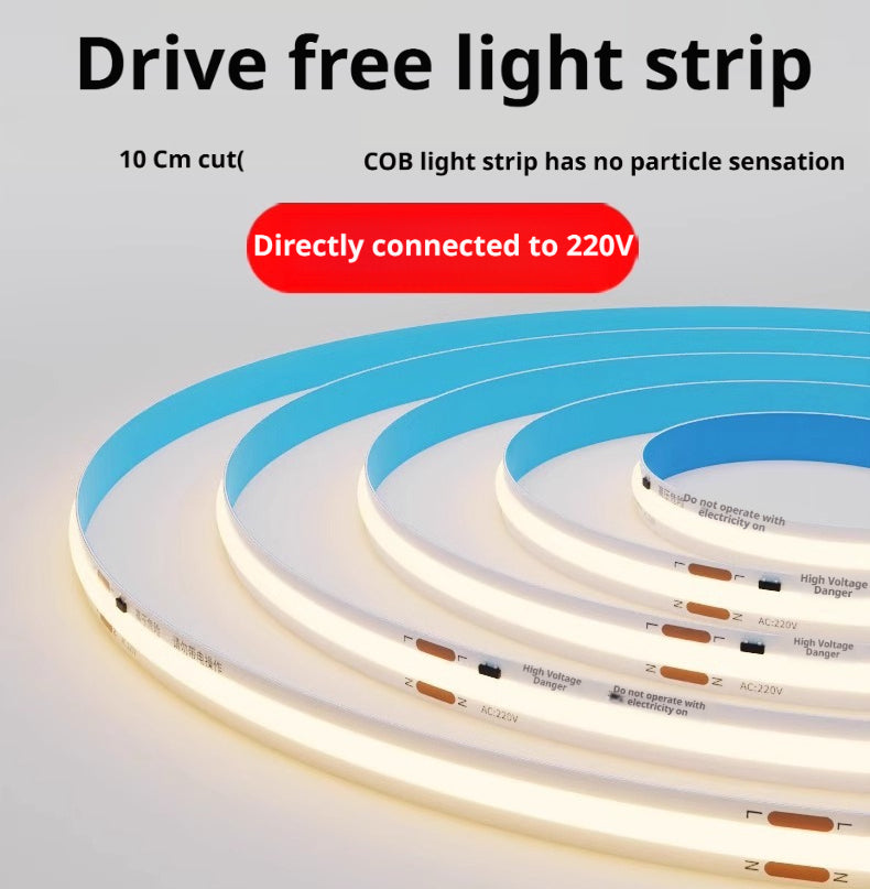 AC 220V COB LED Strip Light | Driverless High Voltage Linear Lighting | Recessed Ceiling Use