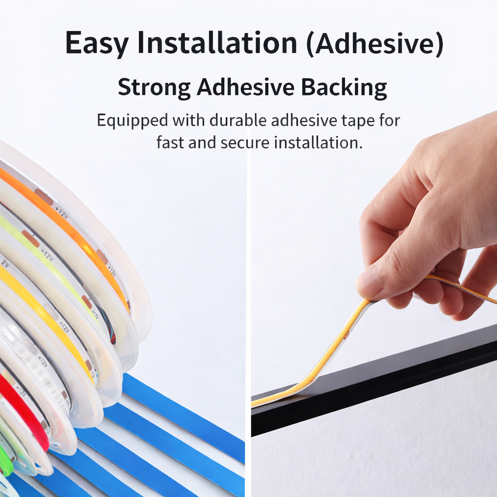 COB LED Strip Light 5V 12V 24V | Flexible Linear Lighting with Adhesive
