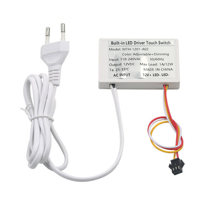 Interruptor Tátil para Espelho Inteligente – Dimmer de Controle Único Ultrafino de 8mm para Espelho LED de Banheiro (12V / 24V)