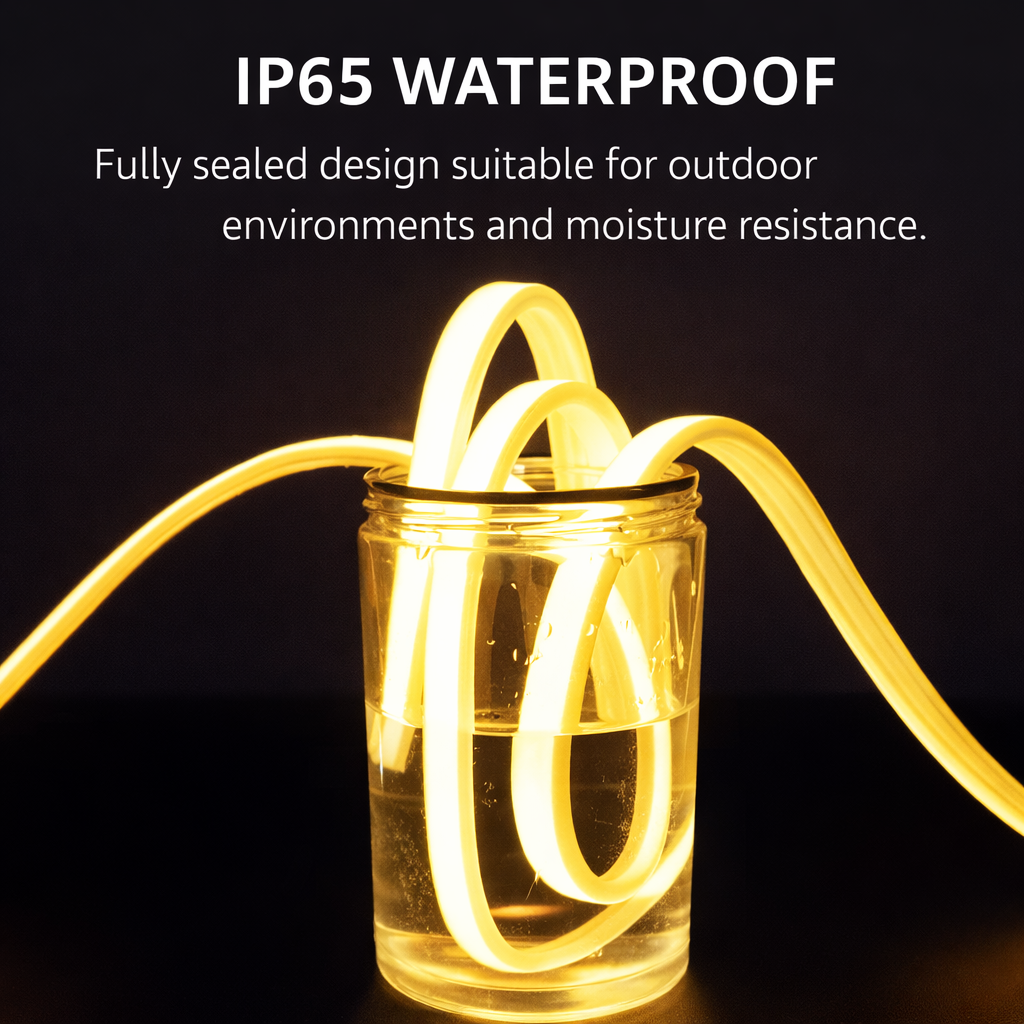 COB LED Strip Light 220V Waterproof | Warm White Flexible Silicone Lighting