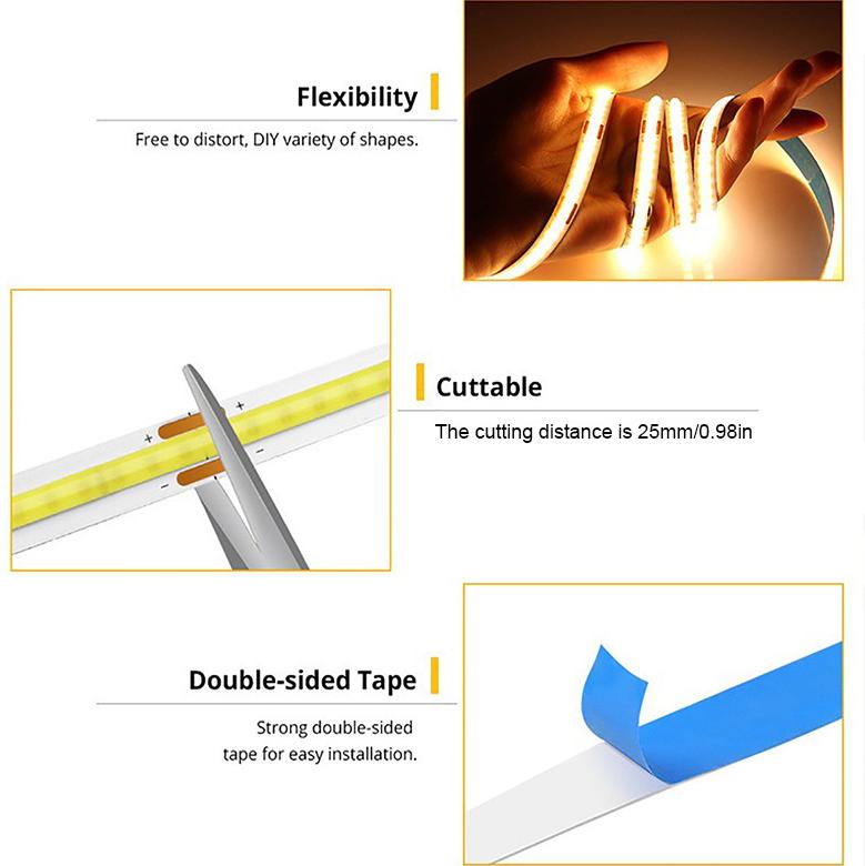 USB 5V COB LED Strip Light with Hidden Touch Sensor | Dimmable Under Cabinet Lighting