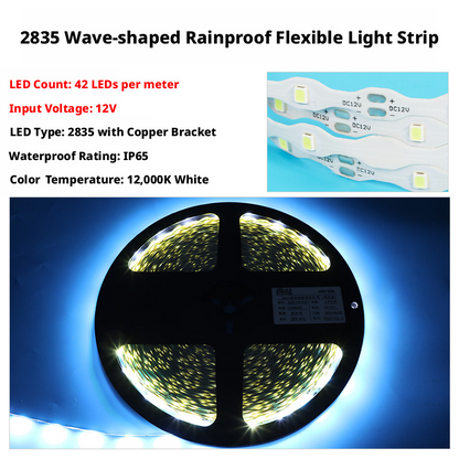 Low Voltage 2835 S Shape Waterproof LED Strip Light 12V Outdoor Flexible Lighting