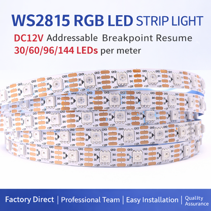 Tira LED RGB direccionable WS2815 12V 5050 | Continuidad de señal dual