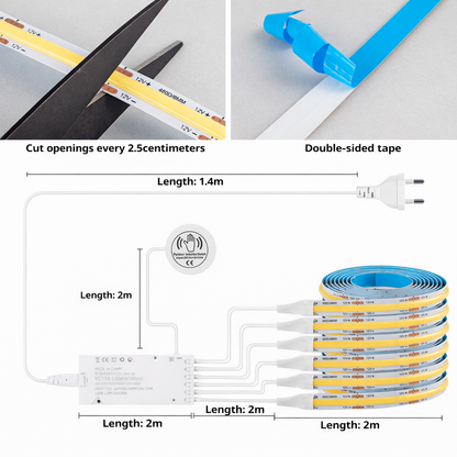 COB LED Strip Light with Hand Wave Motion Sensor | Dimmable Cabinet Lighting