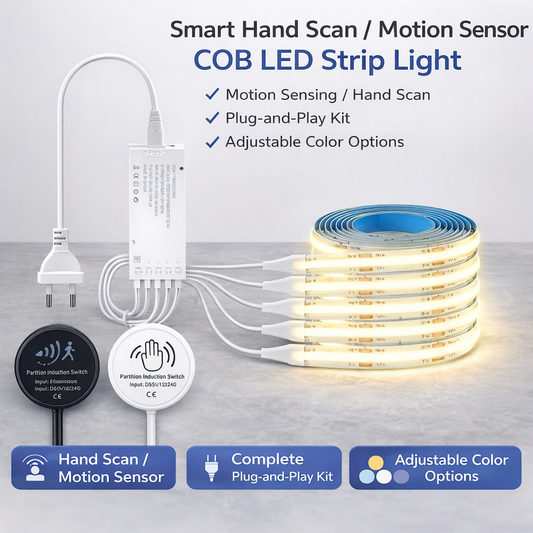 COB LED Strip Light with Hand Wave Motion Sensor | Dimmable Cabinet Lighting
