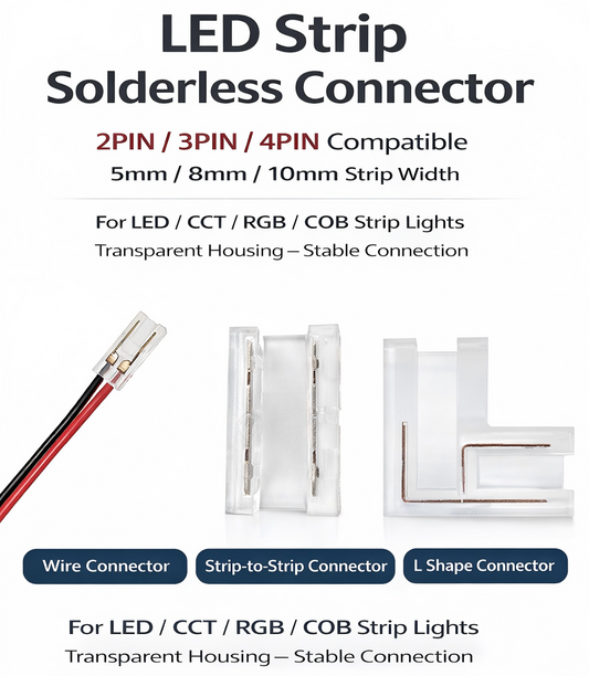 LED Strip Solderless Connector 2/3/4 Pin 5mm 8mm 10mm Quick Connect