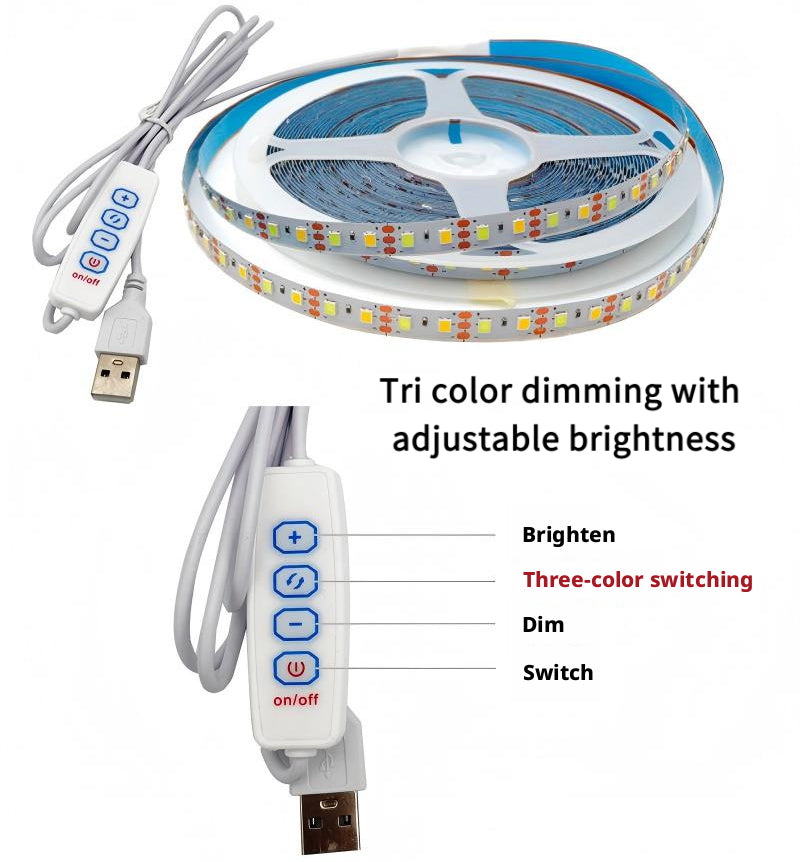 USB LED Strip Light 5V with Switch | 3 Color Modes Dimmable Lighting Kit