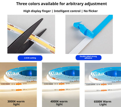COB LED Strip Light with Hand Wave Motion Sensor | Dimmable Cabinet Lighting