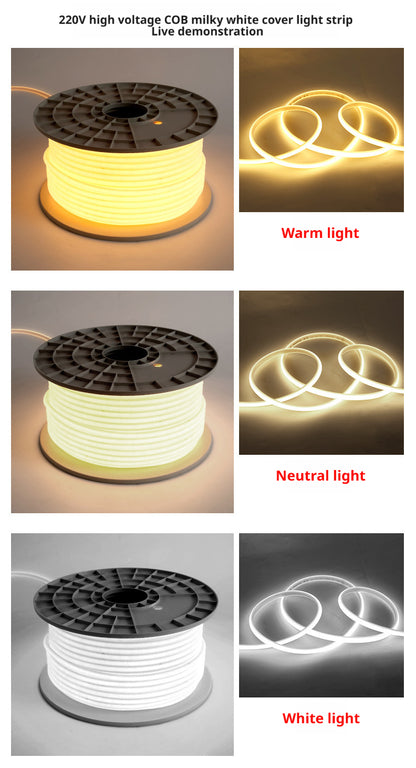 High Voltage COB LED Strip Light 110V 220V Silicone Waterproof Flexible