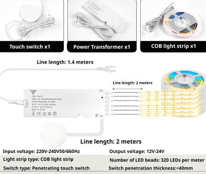 COB LED Strip Light with Hand Wave Motion Sensor | Dimmable Cabinet Lighting