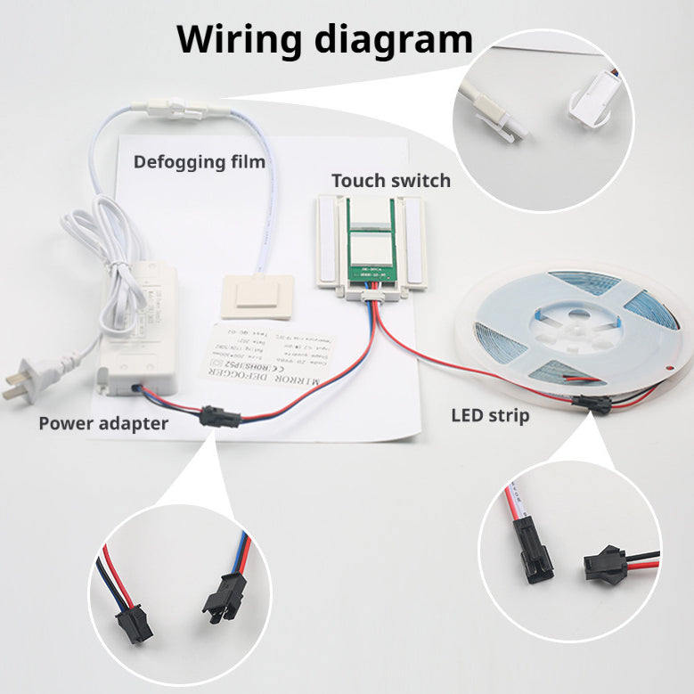 8mm Mirror Touch Dimmer Switch | Dual Button Defogger Controller DC12V